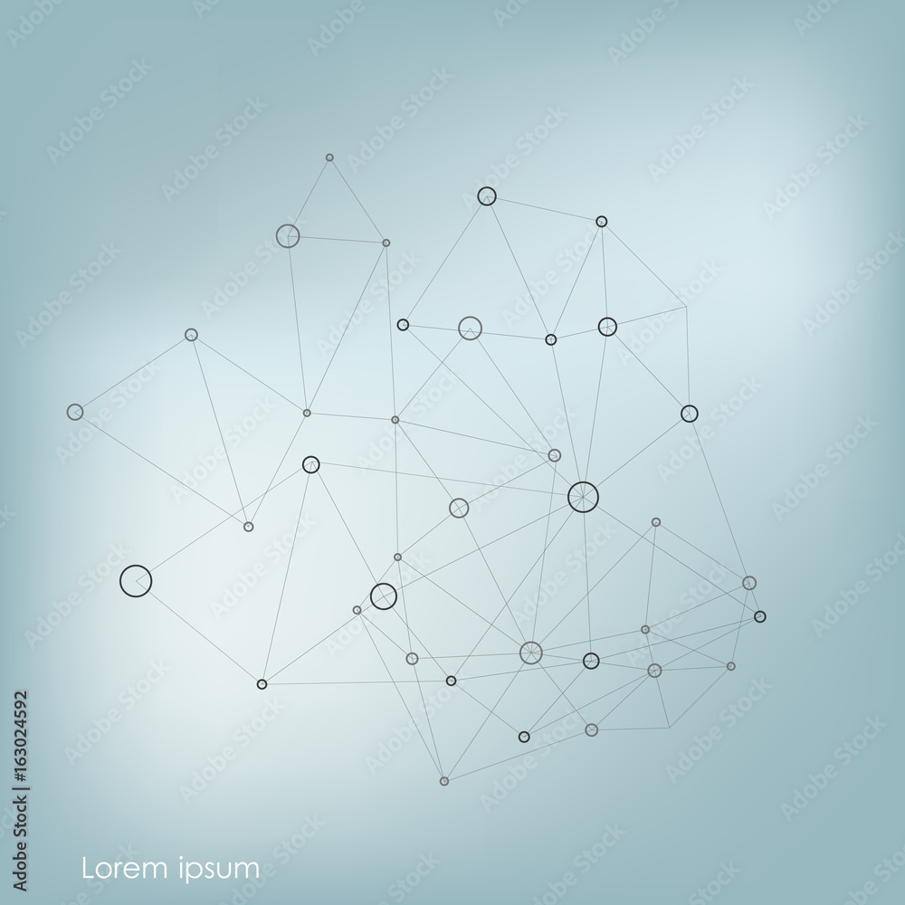 Abstract polygonal with connecting dots and lines. Connection science background Abstract polygonal with connecting dots and lines. Connection science background