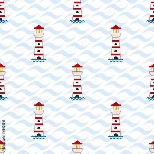 Lighthouse seamless pattern.