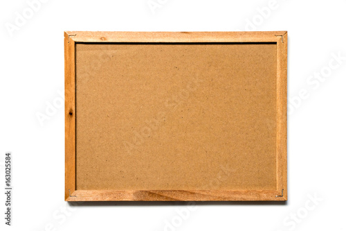 Brown kraft paper with wooden frame on white background © bankrx