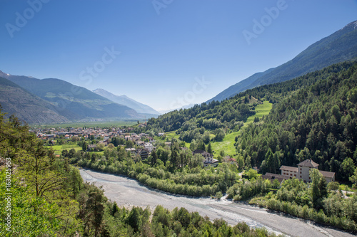 Aerial View of Town of Prad am Stilfserjoch  Tyrol  Italy  Europe