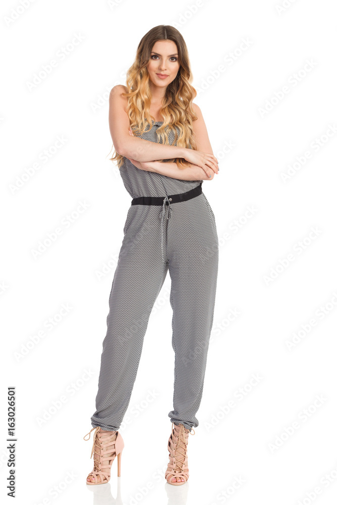 Woman In Jumpsuit And High Heels Isolated Woman In Jumpsuit And High Heels Isolated