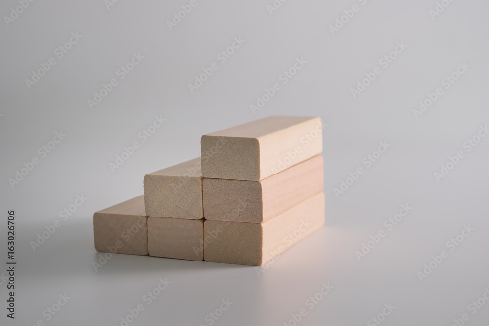 Obraz premium Wood block stacking as step stair.