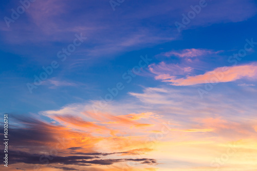orange sunset sky in twilight time background © Saravut