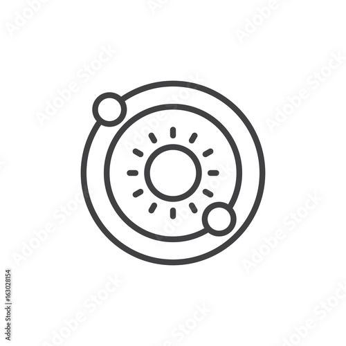 Solar system line icon, outline vector sign, linear style pictogram isolated on white. Symbol, logo illustration. Editable stroke. Pixel perfect graphics