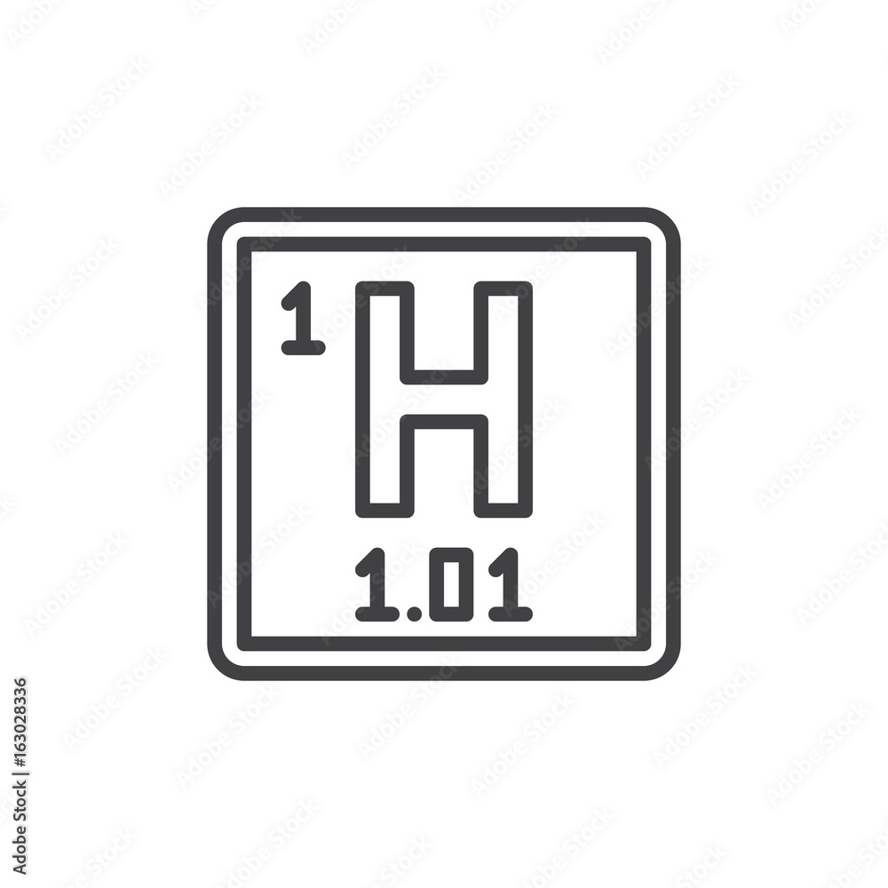 Hydrogen chemical element line icon, outline vector sign, linear style pictogram isolated on white. Symbol, logo illustration. Editable stroke. Pixel perfect graphics Hydrogen chemical element line icon, outline vector sign, linear style pictogram isolated on white. Symbol, logo illustration. Editable stroke. Pixel perfect graphics