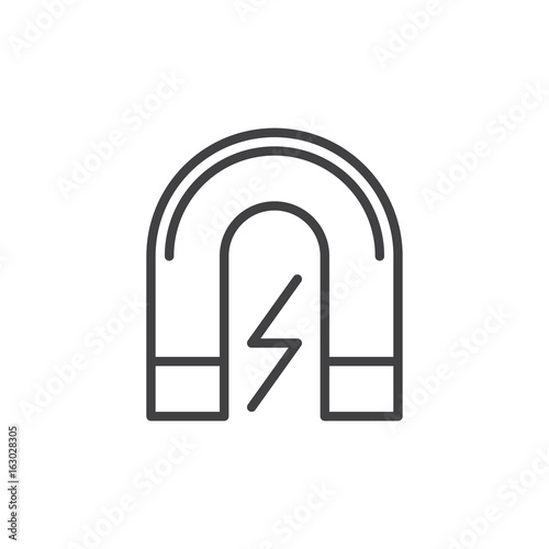 Magnet line icon, outline vector sign, linear style pictogram isolated on white. Symbol, logo illustration. Editable stroke. Pixel perfect graphics