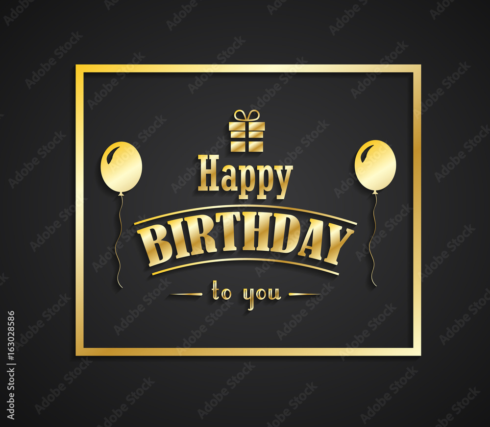 Happy Birthday greeting card, gold on the black background Stock Vector |  Adobe Stock