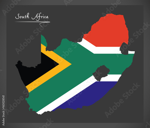 Photo South Africa map with national flag illustration
