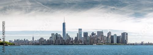 Panorama Lower Manhattan, skyline and urban background, New York City, USA