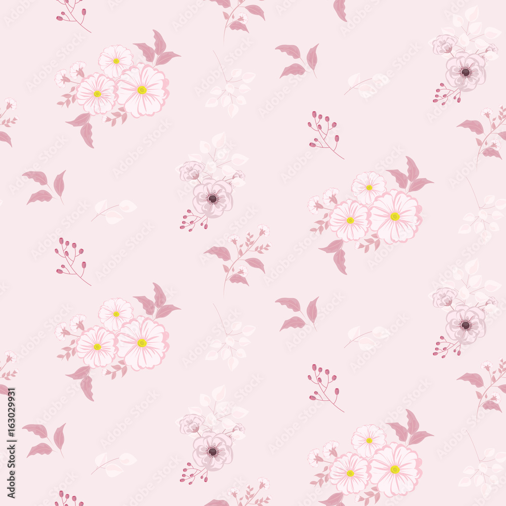 Seamless flowers pattern. Background in small pink flowers on a pink background for textiles, fabric, cotton fabric, covers, wallpaper, print, gift wrap, postcard. Seamless flowers pattern. Background in small pink flowers on a pink background for textiles, fabric, cotton fabric, covers, wallpaper, print, gift wrap, postcard.