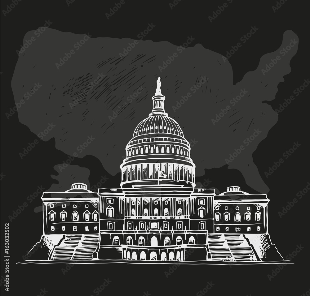 United States Capitol Building vector illustration