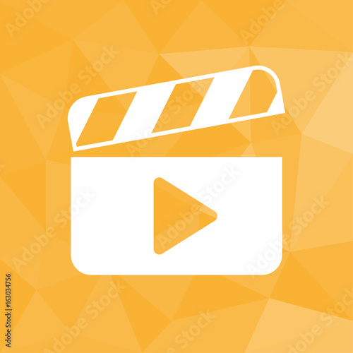 Video abspielen - Icon mit geometrischem Hintergrund gelb