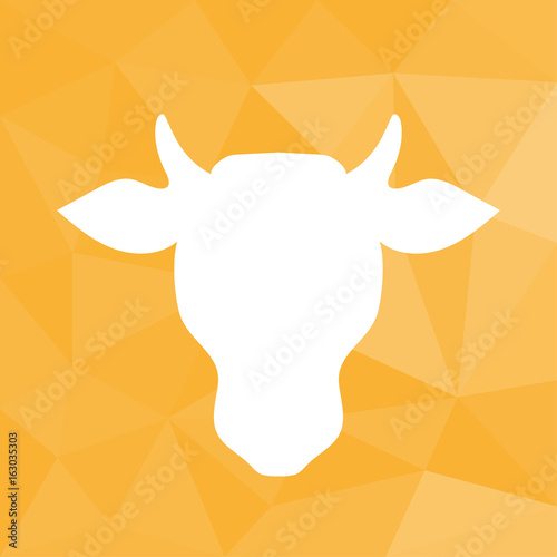 Rind Kopf - Icon mit geometrischem Hintergrund gelb