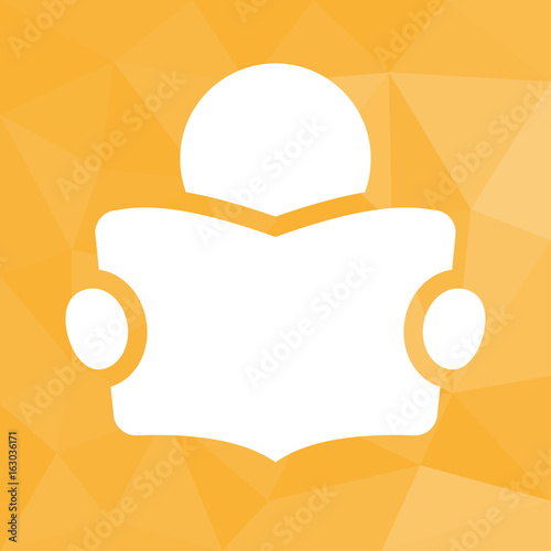 Leser - Icon mit geometrischem Hintergrund gelb
