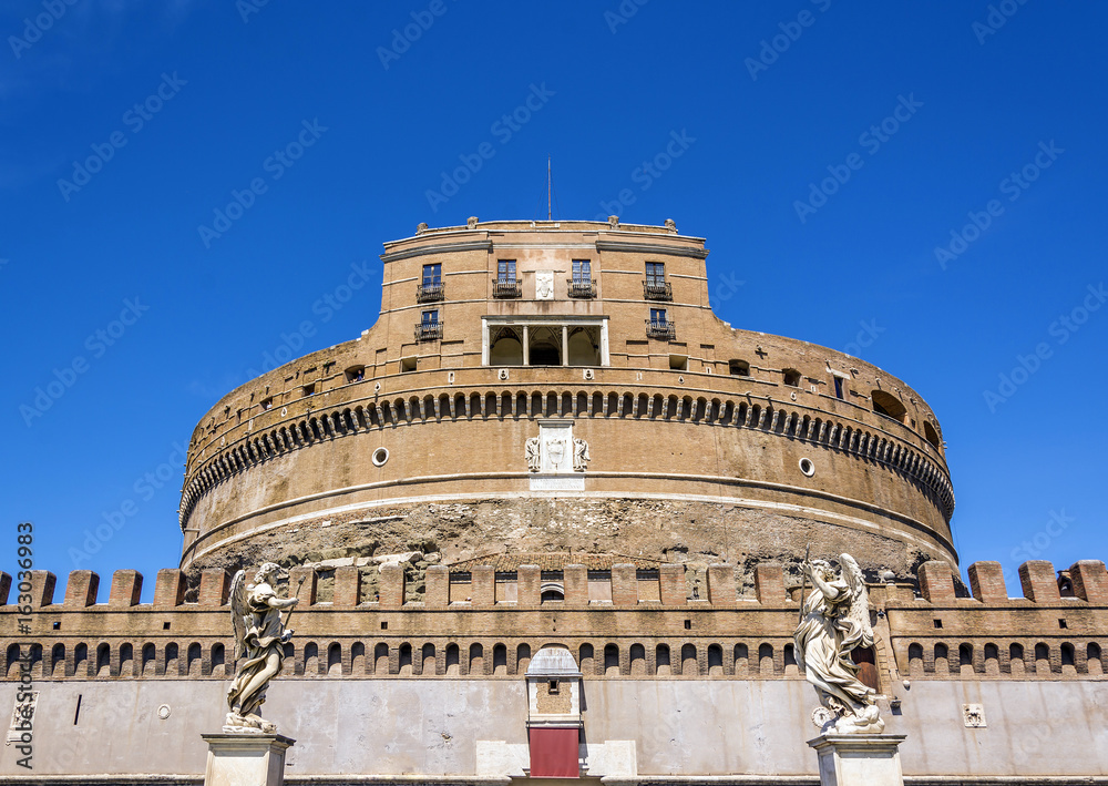 front view of the famous Castel Sant Angelo (castle of the holy angel) in Rome