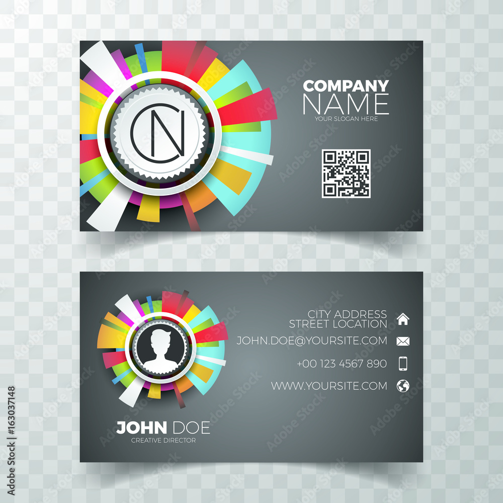 Fototapeta premium Vector modern business card design template on clean backgound.