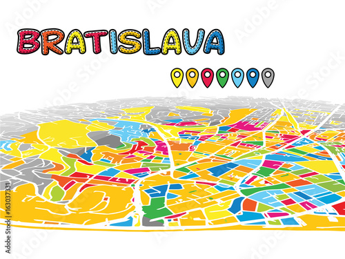 Photography Bratislava, Slovakia, Downtown 3D Vector Map