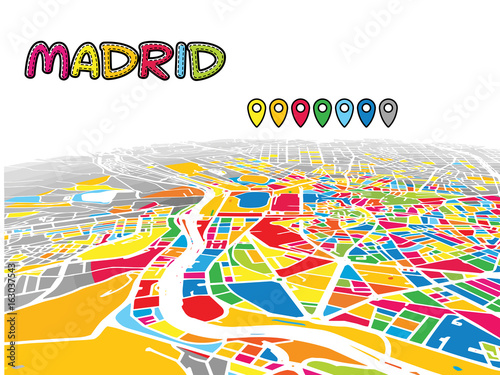 Madrid, Spain, Downtown 3D Vector Map