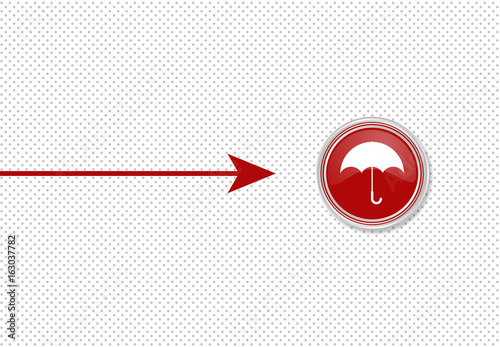 Pfeil zeigt auf Knopf - Regenschirm