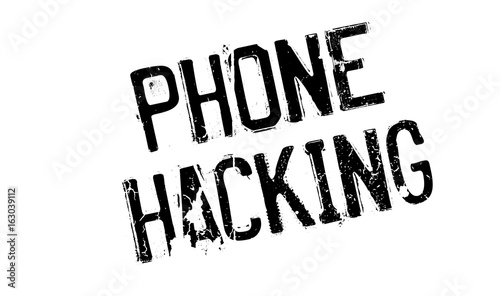 Phone Hacking rubber stamp. Grunge design with dust scratches. Effects can be easily removed for a clean, crisp look. Color is easily changed.
