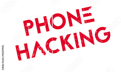 Phone Hacking rubber stamp. Grunge design with dust scratches. Effects can be easily removed for a clean, crisp look. Color is easily changed.