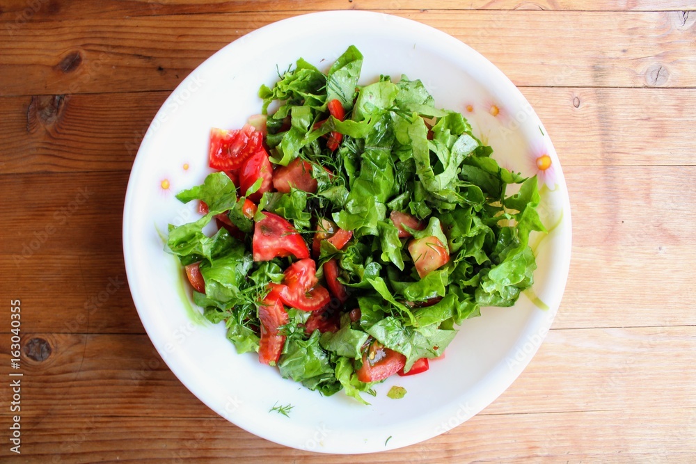 Simple but very tasty salad with tomatoes and herbs. Simple but very tasty salad with tomatoes and herbs.