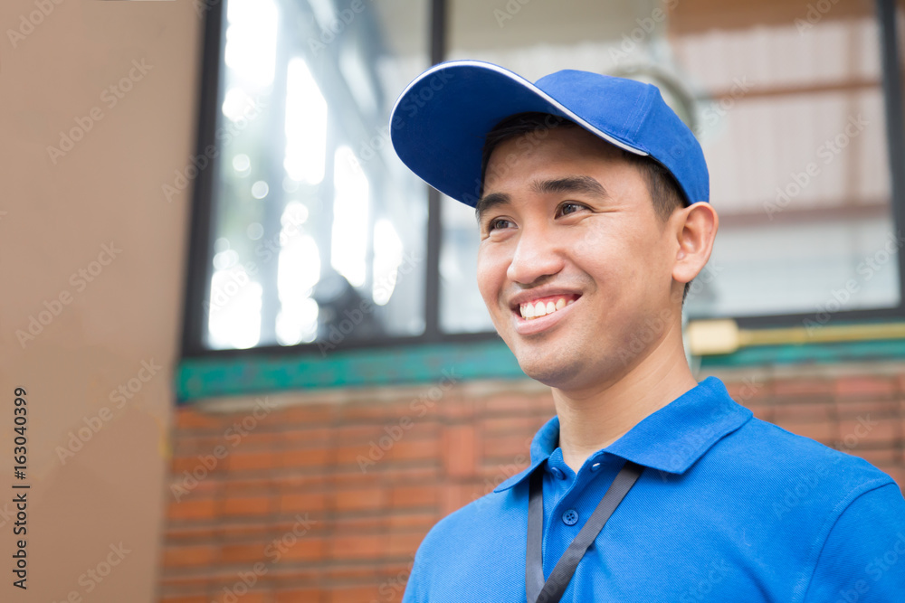 Smiling of delivery man Smiling of delivery man