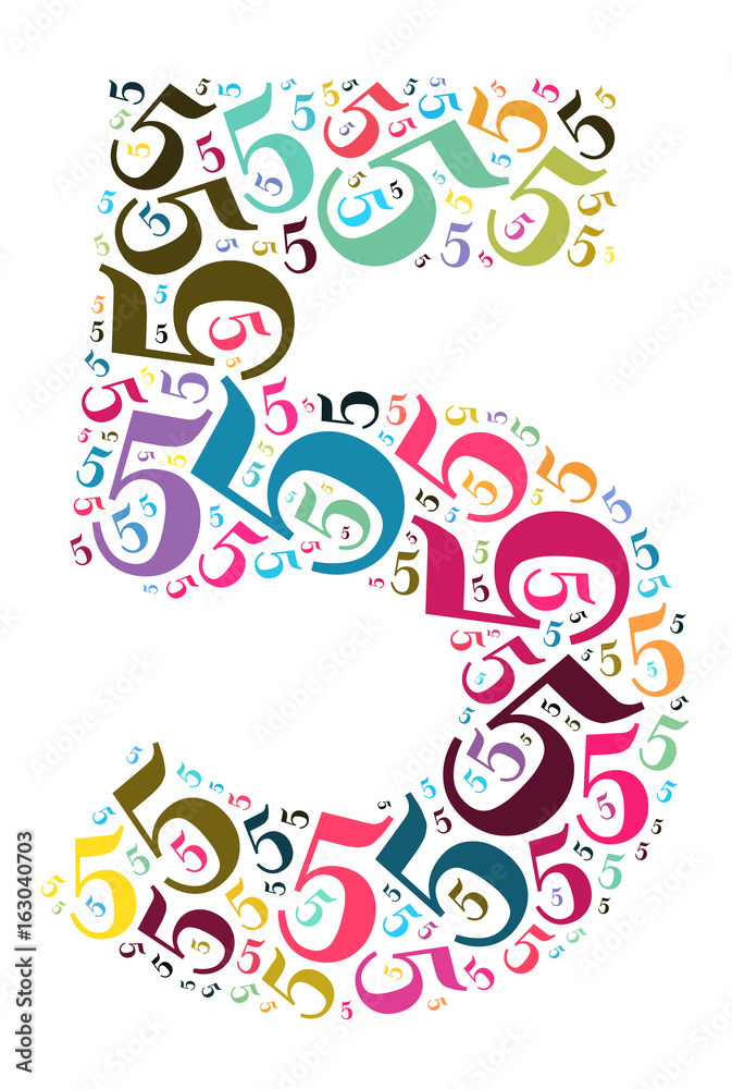 Number five wordcloud concept Number five wordcloud concept