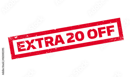 Extra 20 Off rubber stamp. Grunge design with dust scratches. Effects can be easily removed for a clean, crisp look. Color is easily changed.