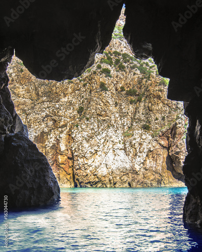 The ''Grotta Azzurra'', it has Sardinian island's shape, Masua, Sardinia, Italy photo