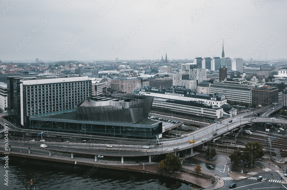 Stockholm. View from the top of Stockholm city hall tower. Cityscape