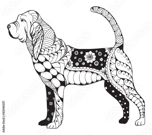 Bloodhound zentangle stylized, vector, illustration, freehand pencil, hand drawn, pattern. Zen art. Ornate vector. Lace.