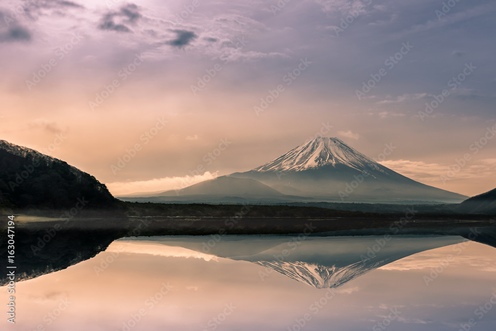Mountain fuji at Motosu lake at sunrise,Japan