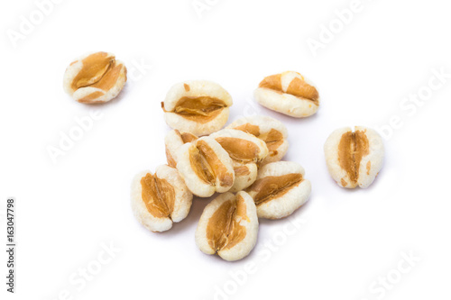 Healthy spelled popcorn isolated on white background 