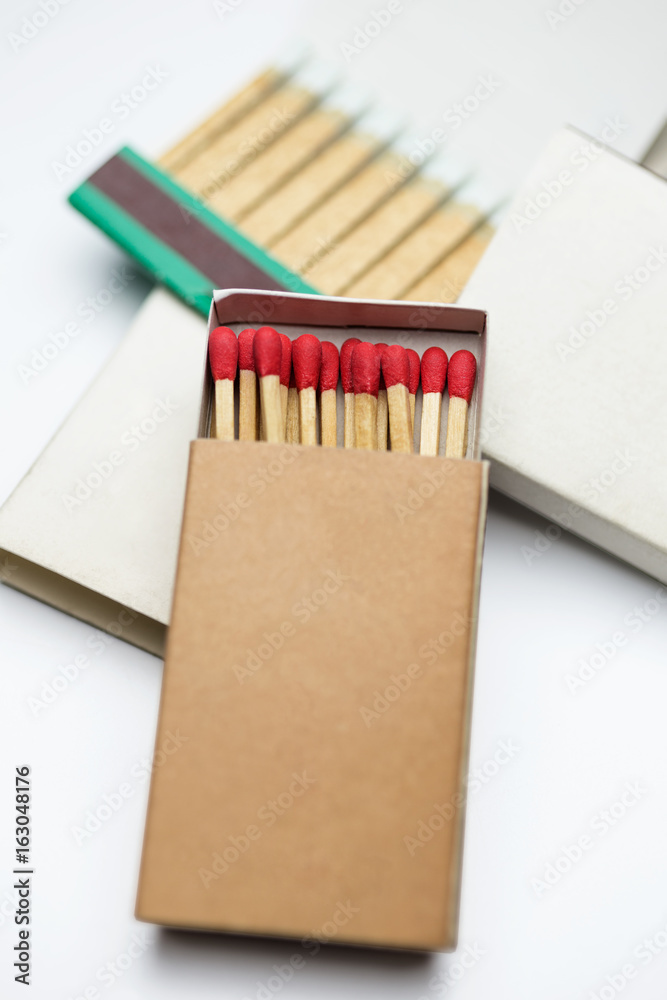 Closeup of matchboxes, isolated on white Closeup of matchboxes, isolated on white