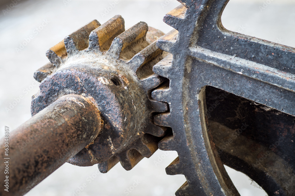 Detail of old rusty gears transmission wheels Detail of old rusty gears transmission wheels