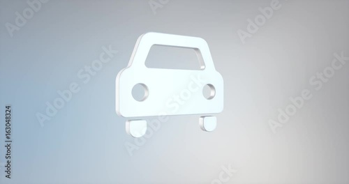 Animated Car Front White 3d Icon Loop Modules for edit with alpha matte
