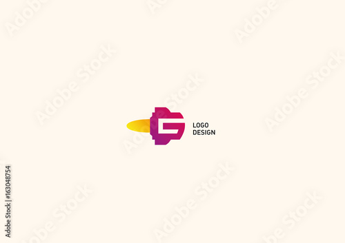 Geometric logo letter G in the form of a rocket