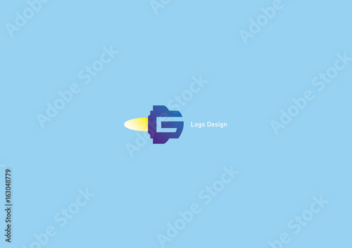 Geometric logo letter G in the form of a rocket