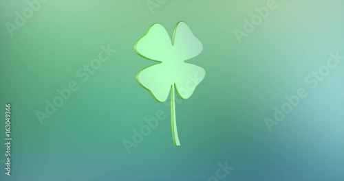 Animated Lucky Clover Color 3d Icon Loop Modules for edit with alpha matte

