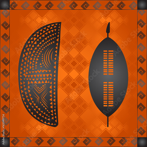 African culture symbolic ornaments. African tribes hand drawn elements