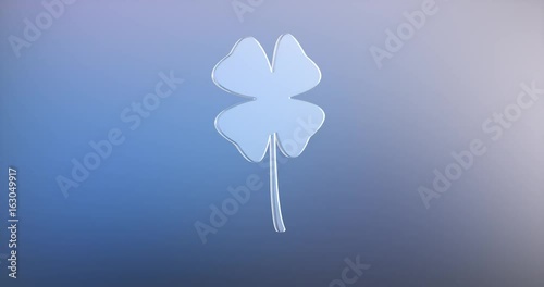 Animated Lucky Clover Glass 3d Icon Loop Modules for edit with alpha matte

