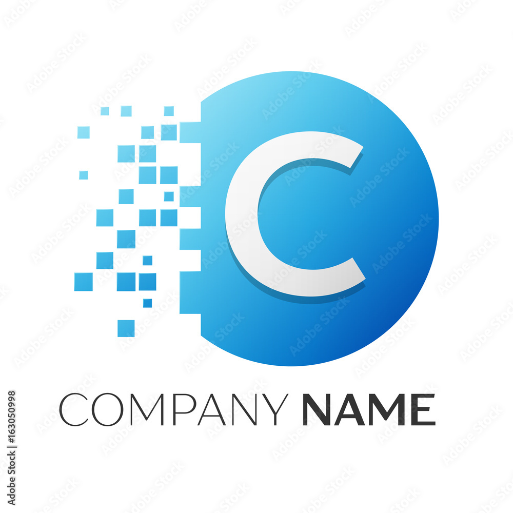 Realistic letter C vector logo symbol in the colorful circle with ...