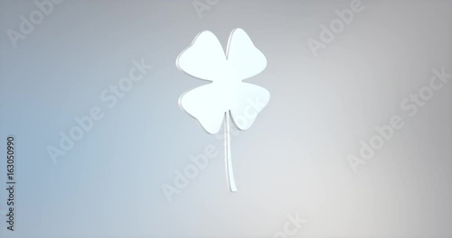 Animated Lucky Clover White 3d Icon Loop Modules for edit with alpha matte

