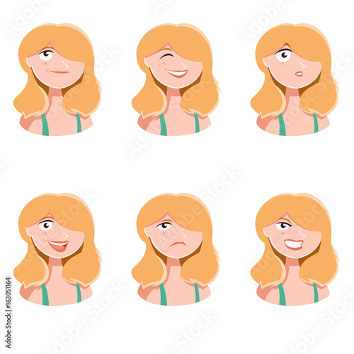 Set of woman face icons