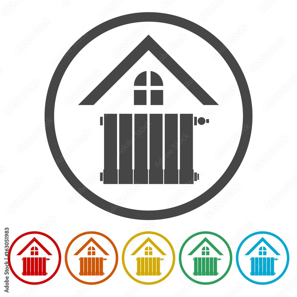 Radiator in house icons set - vector Illustration Radiator in house icons set - vector Illustration