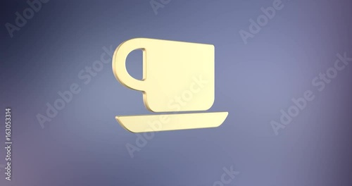 Animated Office Mug Gold 3d Icon Loop Modules for edit with alpha matte
