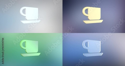 Animated Office Mug 3d Icon Loop Modules for edit with alpha matte
