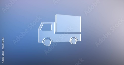 Animated Delivery Truck Glass 3d Icon Loop Modules for edit with alpha matte
