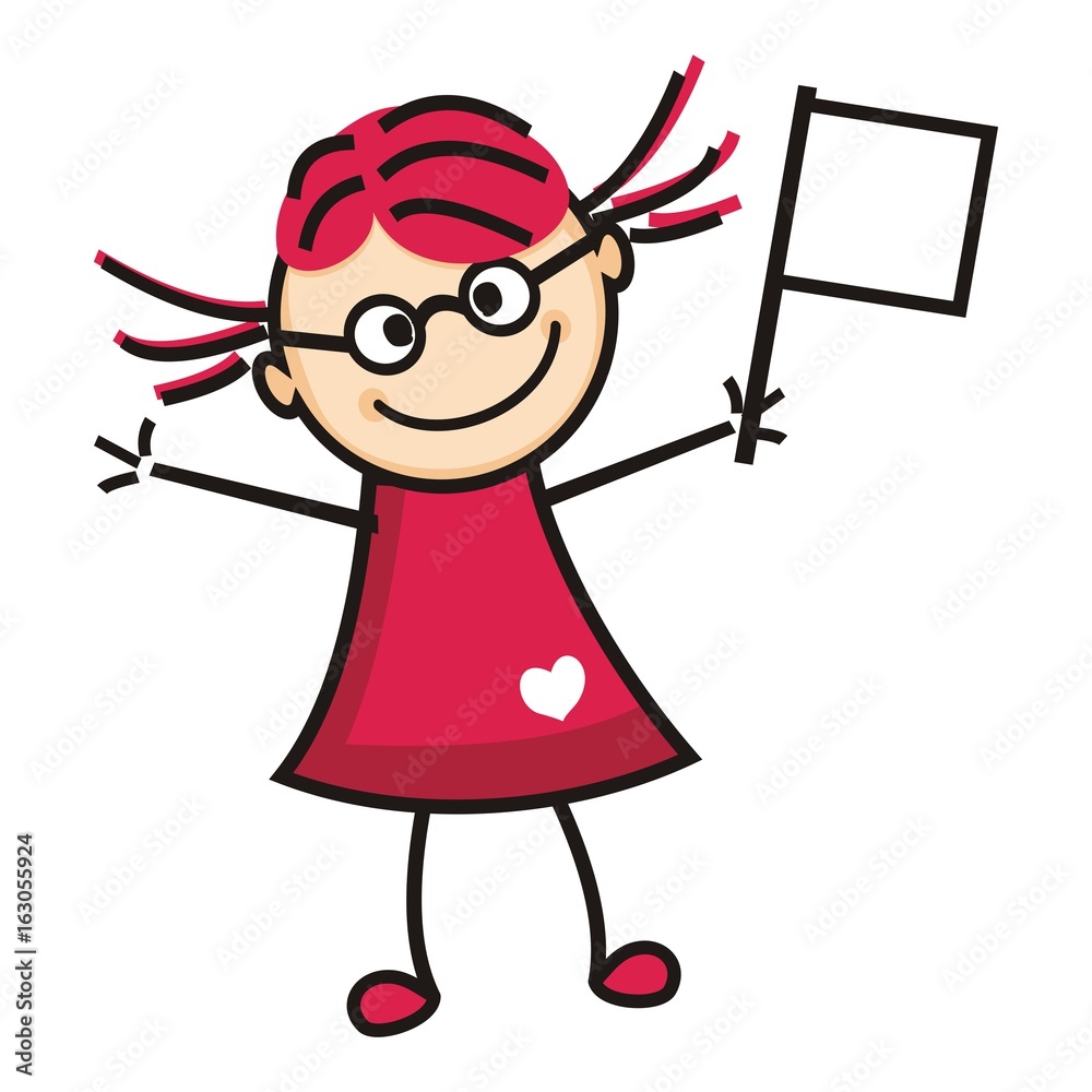 girl and sign, vector icon girl and sign, vector icon
